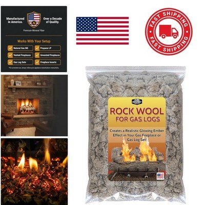 Fireplace Rock Wool 6 Ounce for Natural Gas and Propane Compatibility