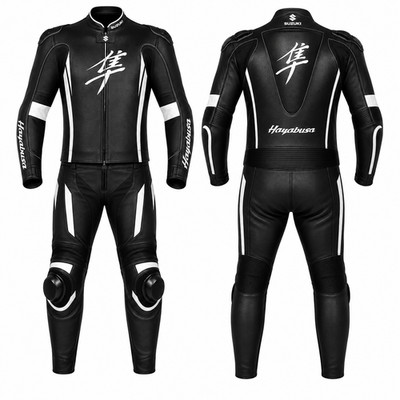 Mens Suzuki Hayabusa Leather Racing Suit Motorcycle Track Day CE Armoured