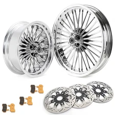 21X3.5 18X5.5 Fat Spoke Wheels Rims Rotors Pads for Harley Electra Glide 09-23