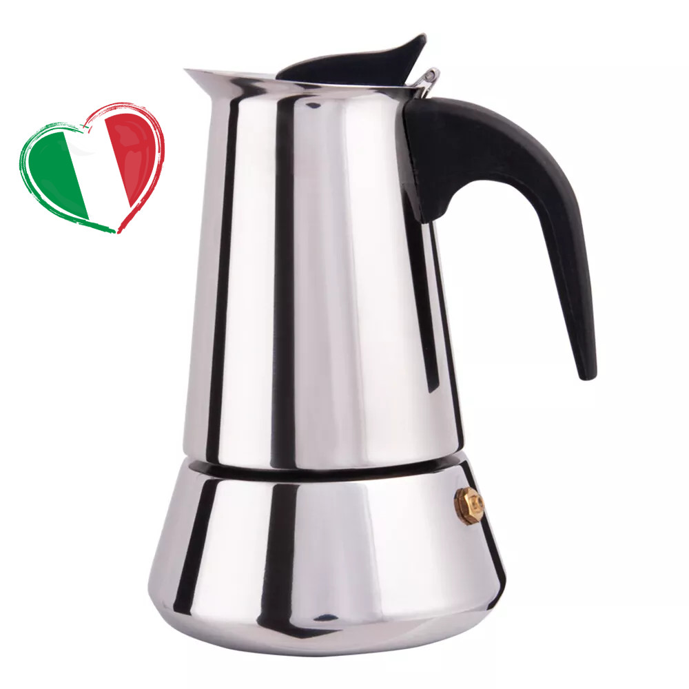 Italian Stovetop Moka Pot Espresso Maker, 4-Cup, 7oz,  Stain