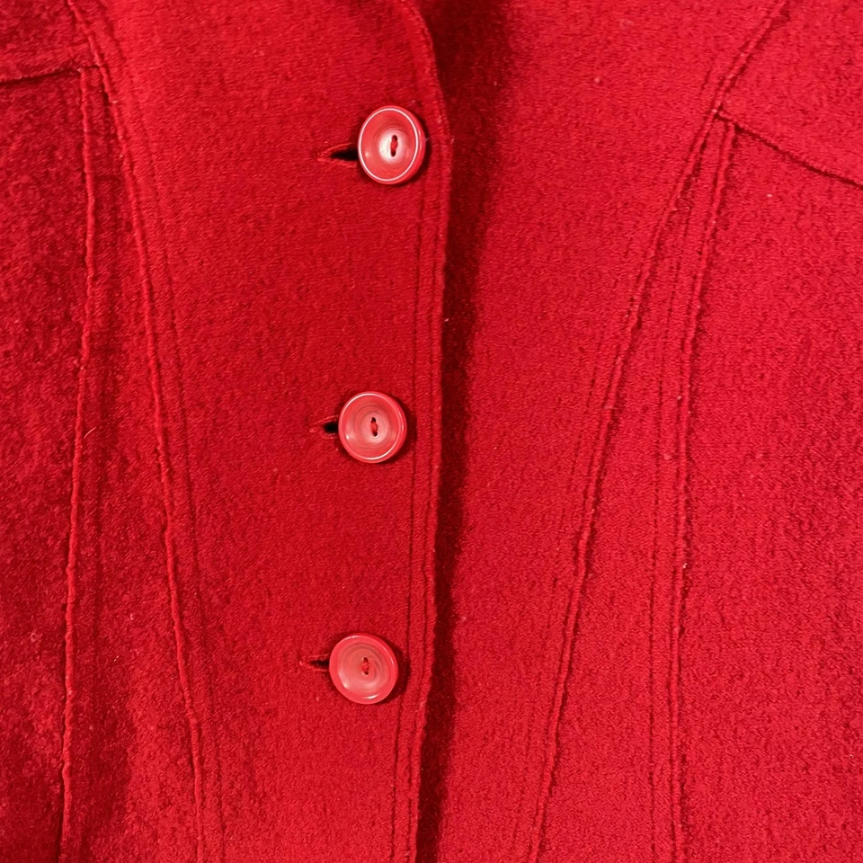 Tribal Jacket Womens 10 Red Wool Blazer Notched Lapel 4 Button Lined Pockets - Image 3 of 4