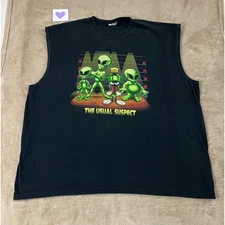 Vintage Warner Bros. Black Sleeveless Shirt Mens size XL-NO fab tag