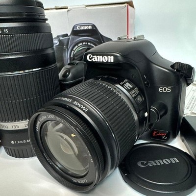 EXCELLENT Canon EOS Kiss X2 Rebel XSi 450D Twin Lens Kit 18-55 55-250 Read Desc