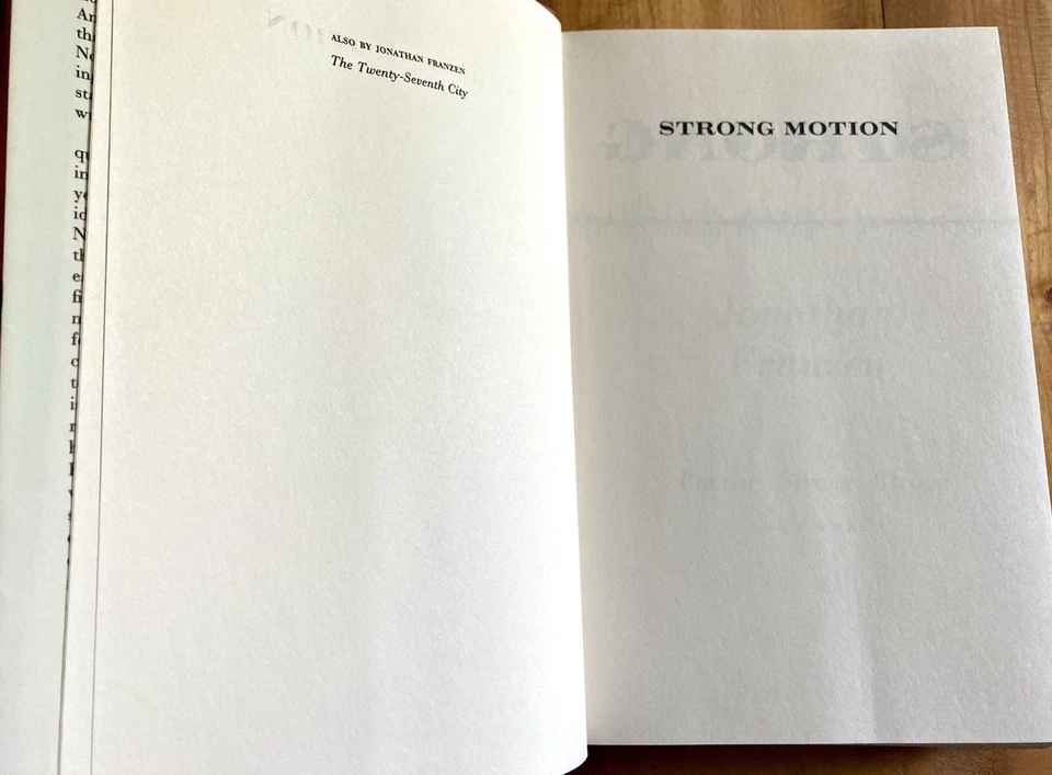 STRONG MOTION: РОМАН ДЖОНАТАНА ФРАНЦЕНА 1992 ПЕРВАЯ ПЕЧАТЬ HC/DJ СОВРЕМЕННЫЙ ХОРОШИЙ - Изображение 3 из 4
