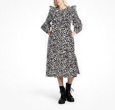 Women's Leopard Print Long Sleeve Dress Sandy Liang X Target White/Black Size L