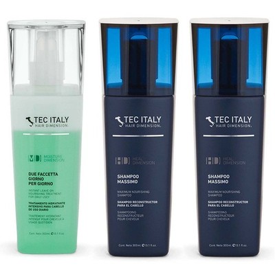 Tec Italy Repair & Moisture Bundle 1 Due Facetta Giorno & 2 Shampoo Massimo 3 PK