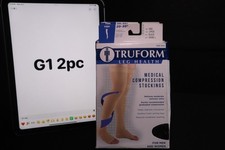 Truform Thigh High Compression Socks 20-30 mmHg, Open Toe, Black, Large  