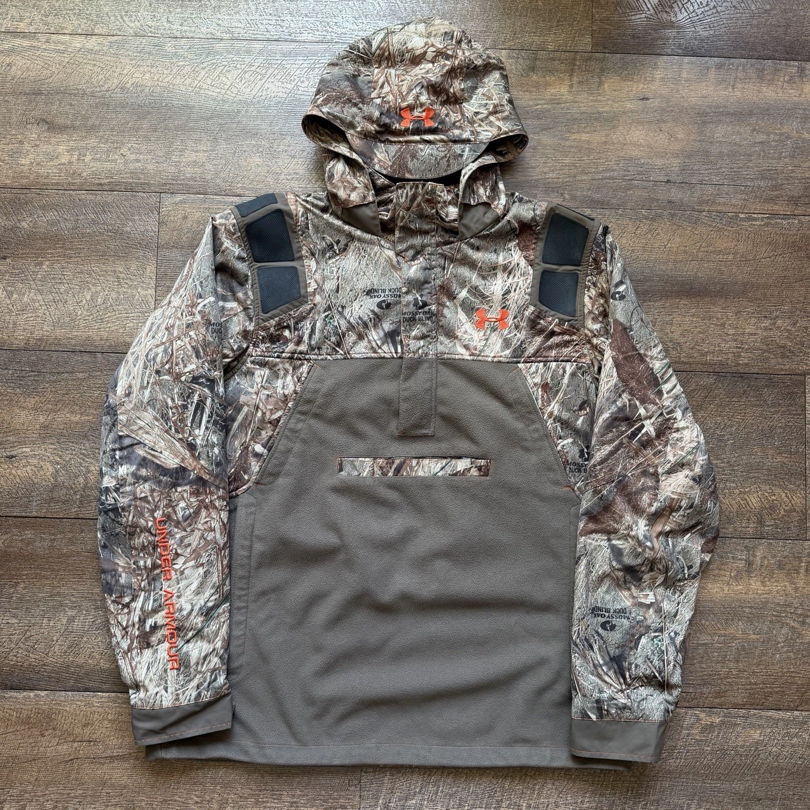 Mens 2XL Under Armour Mossy Oak Duck Blind UA Storm Skysweeper 2013 Camo Jacket
Opens in a new windo