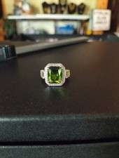 Very Nice Cocktail Ring Green Gemstone Sterling Silver