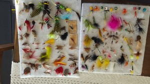 974,75  Vintage Fly Rod Flies Lures, Large Lot, LOOK CLOSE.     NICE STUFF