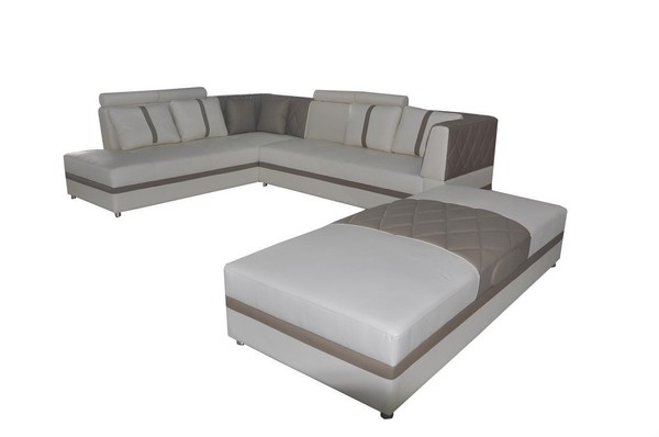 Eck Sofa Mit Usb Wohnlandschaft Leder Ecke Couchen Polster Sitz Garnitur Hocker-image