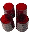 4 Anchor Hocking Bubble Ruby Juice Glasses 4.11” vtg red glassware  Hold 12 Oz