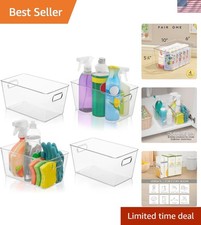 Smooth Finish Clear Storage Bins 4-Pack Easy Clean Convenient Organization