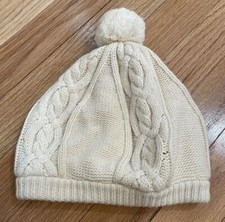 Infant Girls Beige Ivory babyGAP Winter Snow Hat w/ Pom Pom Size 6-12 Months