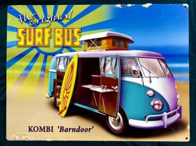 THE ORIGINAL SURF BUS KOMBI BARNDOOR Vintage METAL SIGN ART