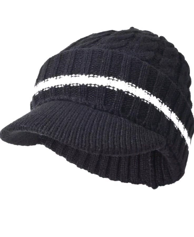 Hombre Mujer Gorro con Ala Invierno Sombrero Tejido Grueso Vellón Visera