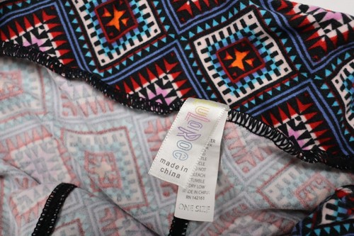 LuLaRoe Women's One Size Crop Mid Rise Diamond Abstract Print Leggings - Picture 8 of 11