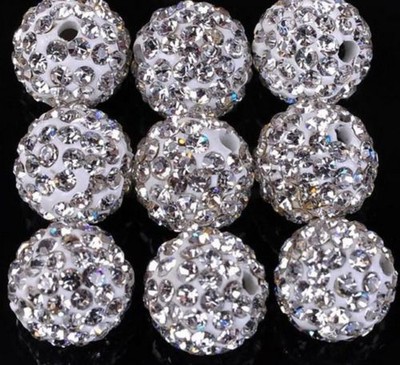 LOT100pcs 10mm 6 row pave disco crystal shamballa beads bracelet spacer DIY AB
