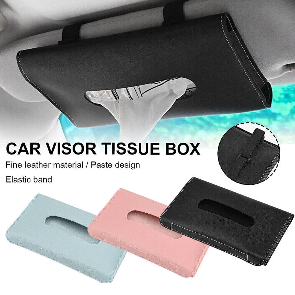 Car Tissue Box Towel Car Sun Visor PU Leather Tissue Interior Box