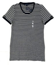 New Tommy Hilfiger Women's Short Sleeve Striped T-shirt Dress Navy/White Size L