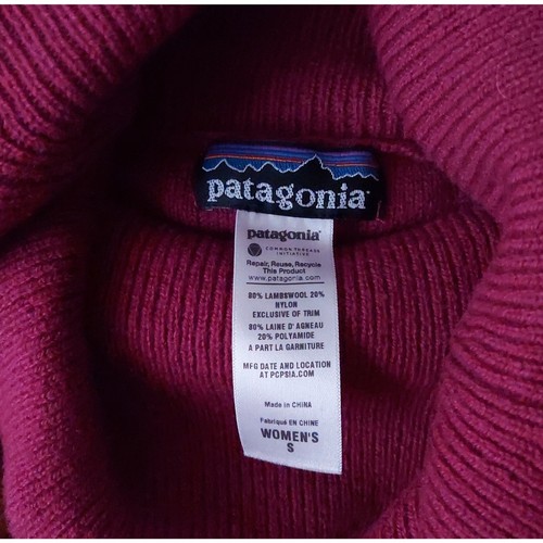 Patagonia Wool Blend Magenta Cowl Neck Women's Pullover Long Sleeve Sweater Sz S - Picture 3 of 15