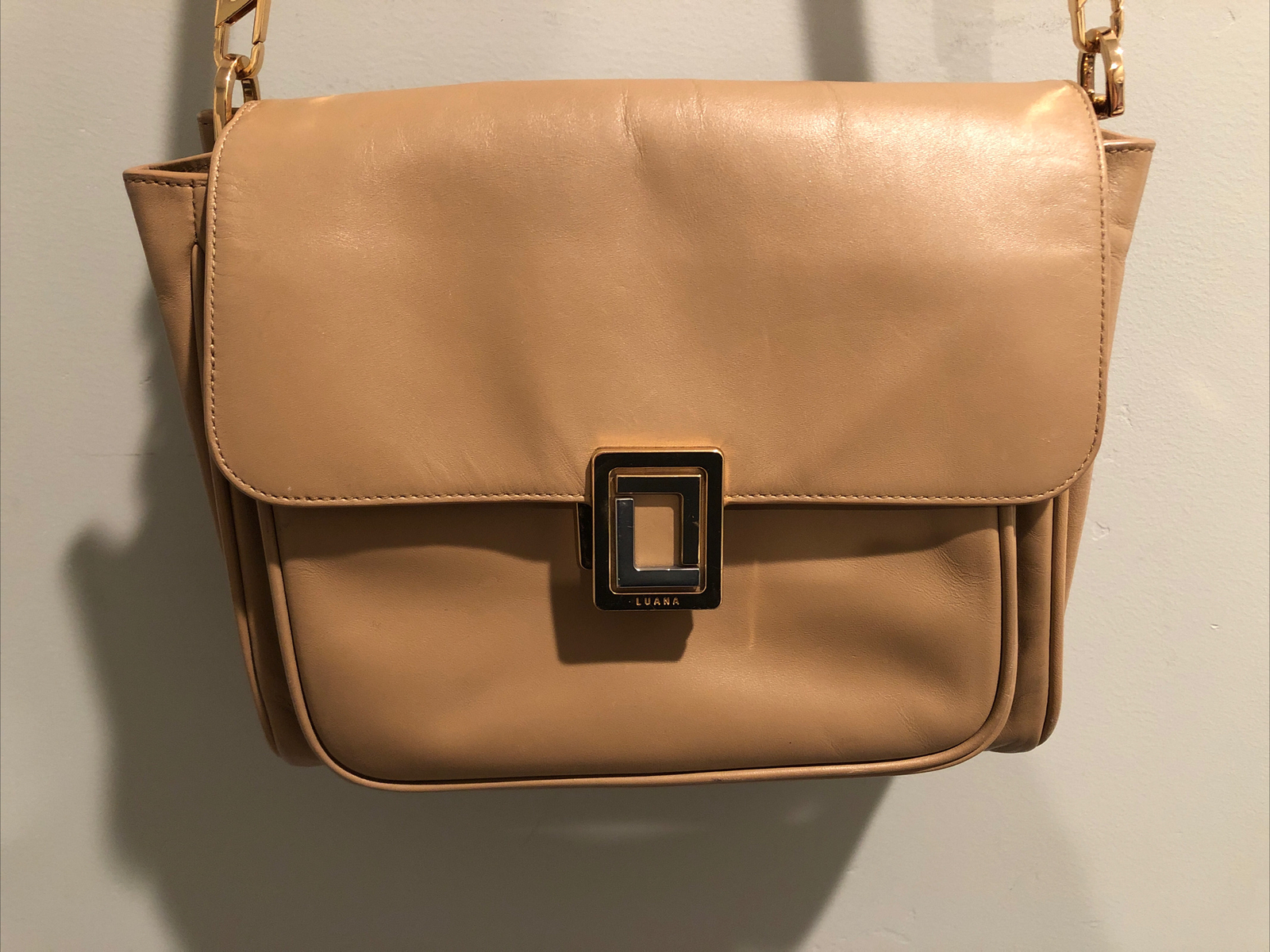 Luana Italy Burro Crossbody Bag NUDE Color Leather 840098113882