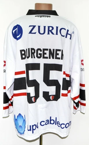 EHC VISP SWITZERLAND ICE HOCKEY SHIRT SIGNED SIZE XL ADULT #55 BURGENER