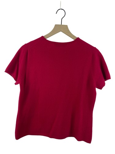Valerie Stevens Women's Large 100% Cashmere Old Money Short Sleeve Sweater Red - Picture 6 of 8