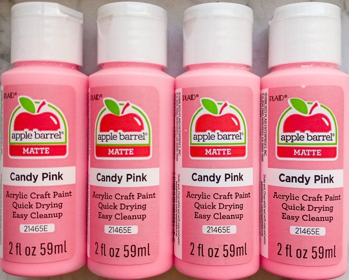 Candy Pink (4x) 2oz Bottles - (8oz tot) Apple Barrel Matte Acrylic Craft  Paint