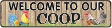 Welcome to Our Coop Chicken Sign Retro Vintage Metal Tin Signs Rustic Farmhouse