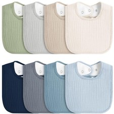 8-Pack Baby Muslin Bibs Soft, Absorbent Adjustable