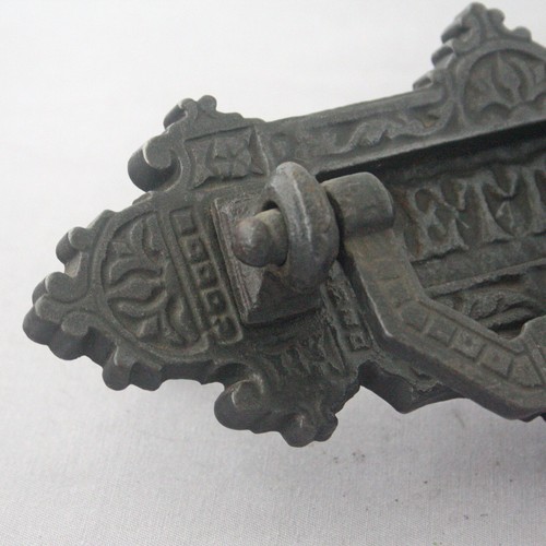 Boîte aux lettres antique en fer décoratif édouardien - Photo 3 sur 4