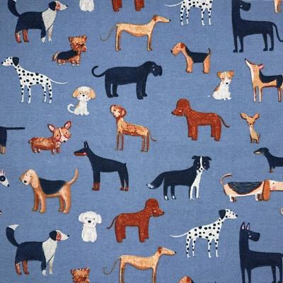 Leinwand Stoff - Woof Hund Druck auf blauem Hintergrund Bastelmaterial - Bild 1 von 4