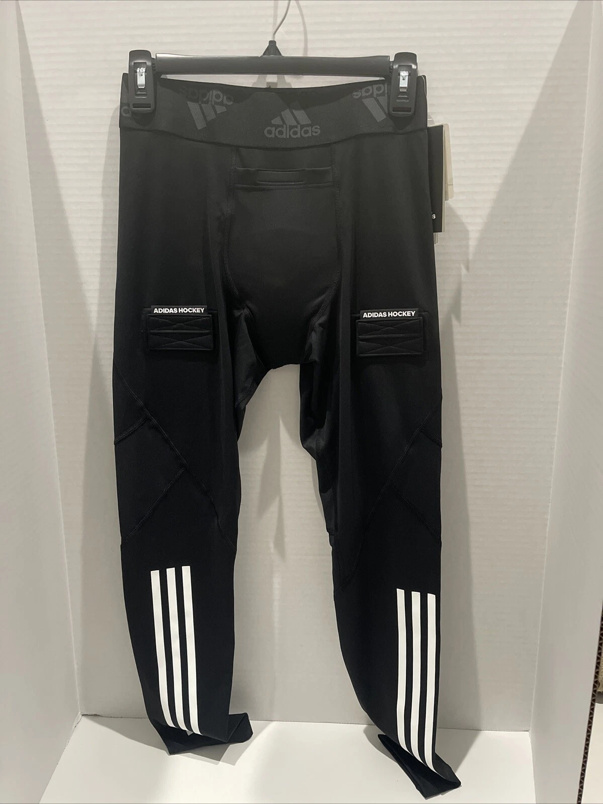 Adidas Alpha Skin Hockey Black Baselayer Pants Mens Small Protective Cup NWT $80