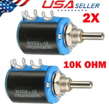 2PCS 10K OHM 2W Multi Turn Wirewound Pot Precision Linear Potentiometers US