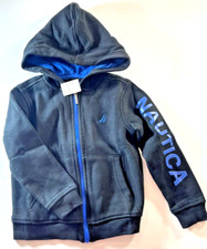 NEW NAUTICA LITTLE BOYS FULL ZIP FLEECE HOODIE BLACK SIZE S4 E187