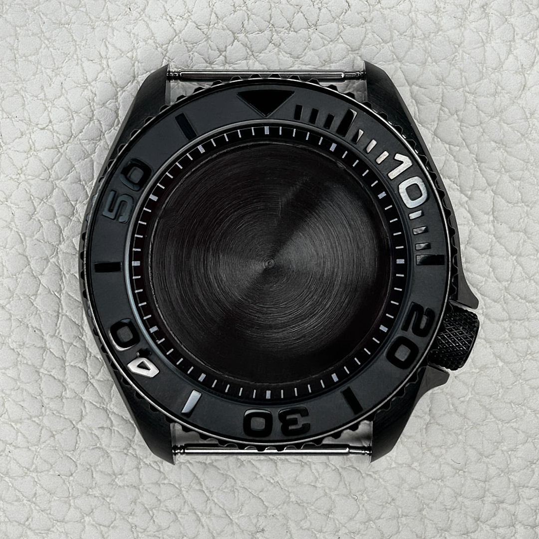 42mm Black Steel 5ATM Ceramic Watch Case PVD 3'8 Crown Mod Parts