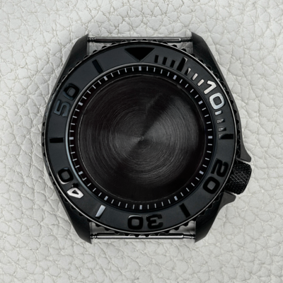 42mm Black Steel 5ATM Ceramic Watch Case PVD 3'8 Crown Mod Parts