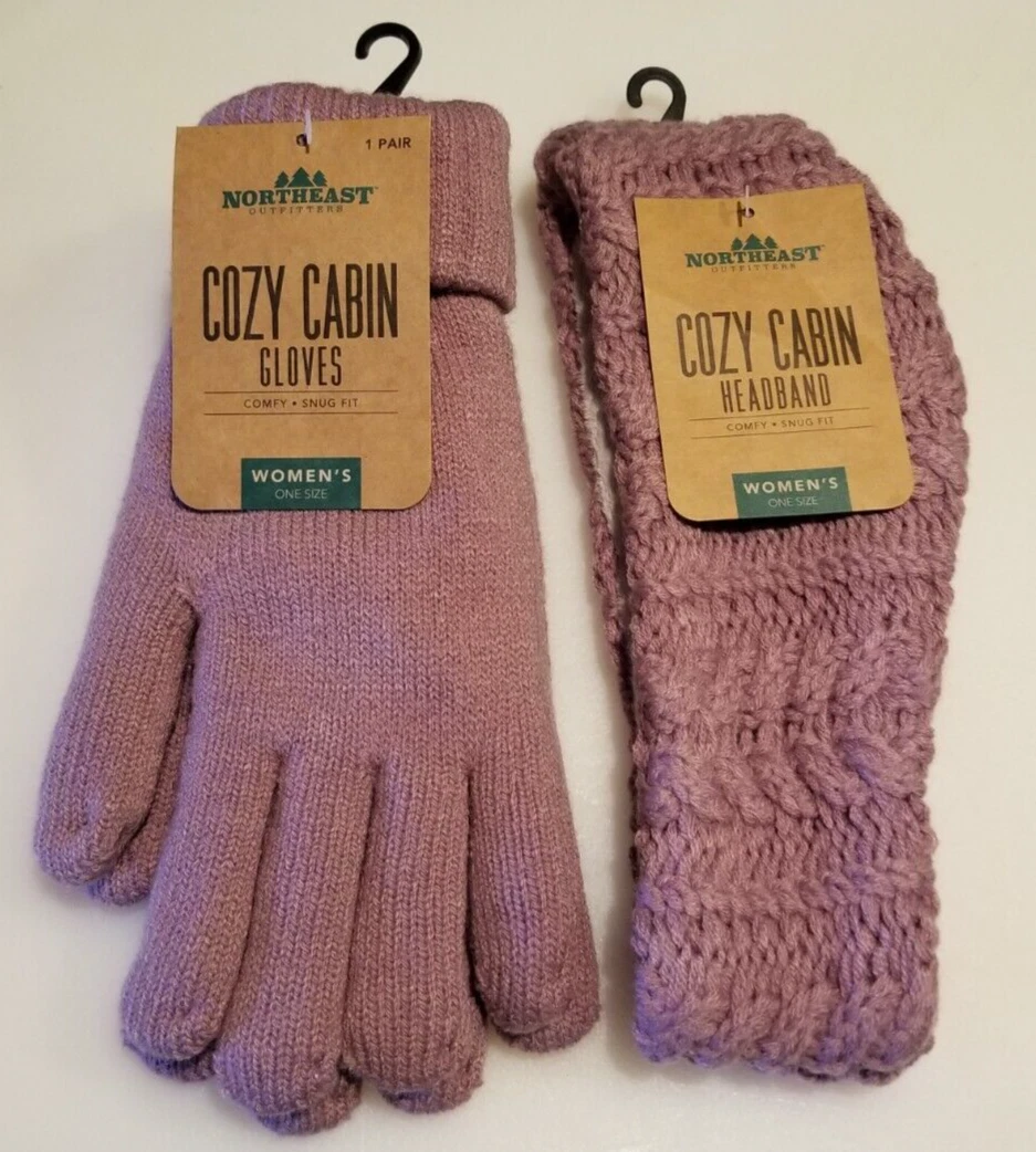 Cozy Cabin Gloves & Headband Women's Set New with Tags Comfy Winter One Size