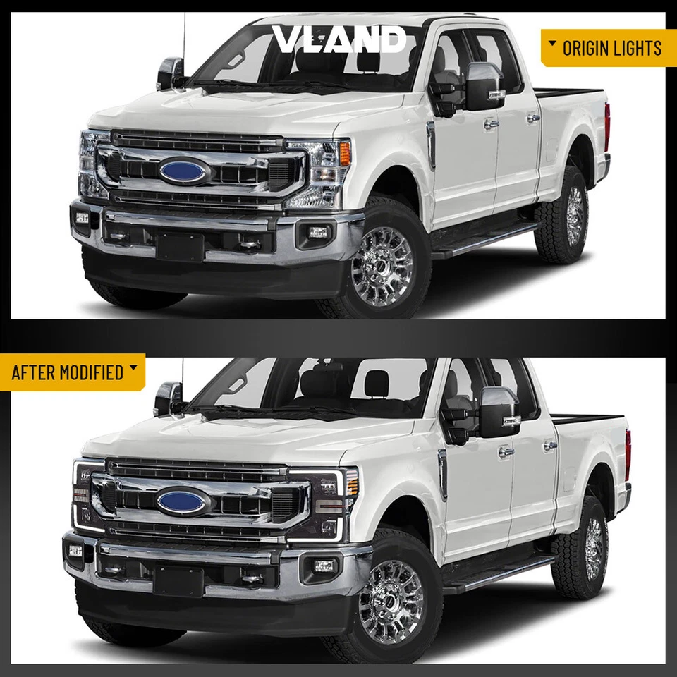 Faros LED completos VLAND para Ford F250 350 450 F550 Super Duty 2020-2022 delanteros Foto 3 de 4