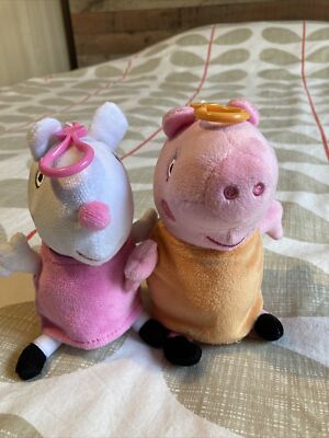 2x Peppa Pig & Suzy Schaf 6 Zoll 15 cm Geldbörse Schlüsselanhänger Plüschtier Stofftier Paket X9