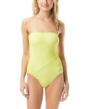  112 Vince Camuto Spliced Printed Bandeau One-Piece Women's Swimsuit 12 DEFECT 