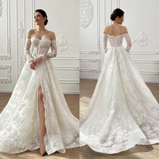 Wedding Dresses Off Shoulder Bridal Gowns Long Sleeves Appliques Lace Bride