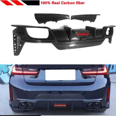 For BMW G20 G21 G28 18-21 Carbon Fiber M340i Sport Rear Diffuser Lip W/LED Light