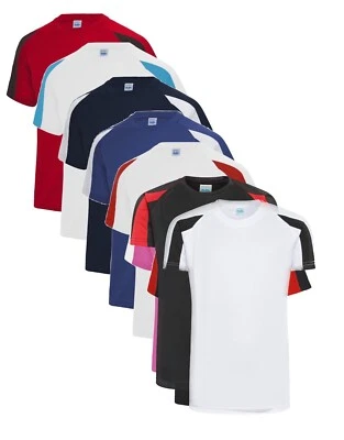 Kinder Jungen Mädchen Kontrast Schnell Trocknend Performance Athletic T-Shirt - Bild 1 von 2