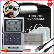 TENS 7000 Pro – 4-Channel Rechargeable Muscle Stimulator with 8 Pads
