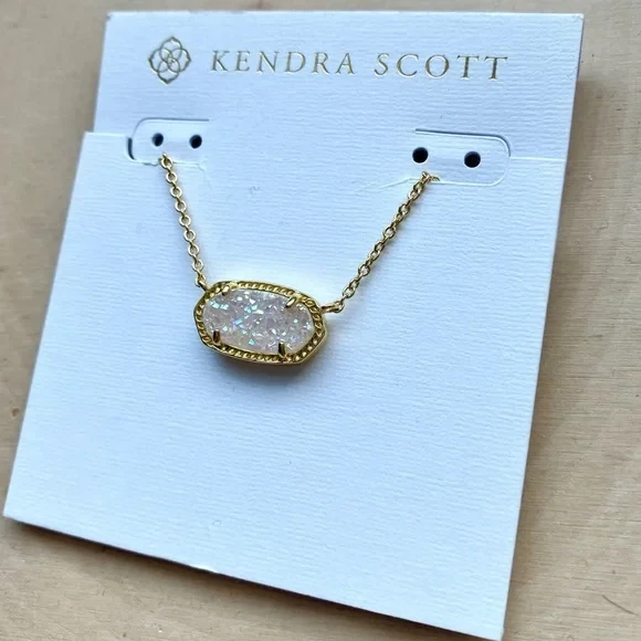 Elisa gold pendant necklace in iridescent drusy deals
