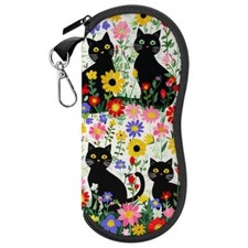 Glasses Case Sunglasses Eyeglass Soft Case Zipper Light Af26-cat Flower