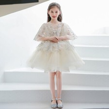 Glitter Sequins Peplum Tulle Tutu Ball Gown Short Dress Princess Flower Girl