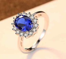 Blue Sapphire Ring, Bridal Ring, Wedding  Engagement Ring, Lab Created Sapphire
